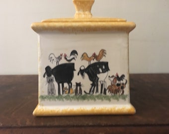 Personalized Cookie Jar -  This cookie jar is an example of a pottery cookie jar I did for a client.  She sent me pics of all her animals..