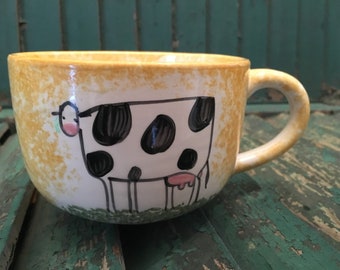 Cow Mug /Cow Coffee Mug/Funny Cow Mug/Coffee Mug/Cow Gift/Soup Mug/Soup Bowl/Ceramic Soup Mug/Pottery Bowl/Pottery Soup Mug