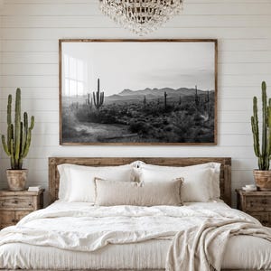 Western Desert Poster Black And White Superstition Mountains Arizona Wall Art