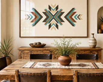 LARGE Southwestern Wall Art Geometric New Mexico Poster Desert Modern Western Decor