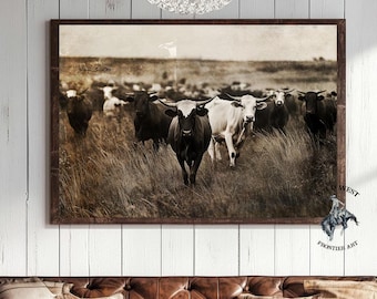 Vintage Cattle Poster: Western Cowboy Wall Art