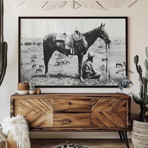 Vintage Cowboy Photograph: Southwestern Horse Art Print