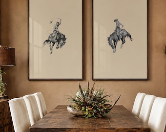 Bucking Bronco Extra Large Poster Set Western Room Decor Cowboy Wall Art