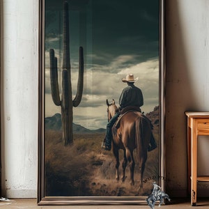 A Cowboy and Cactus, western decor, western art, cowboy art, western prints, western artwork, western posters, western art print, gift