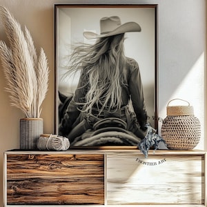 A Cowgirl and her horse western decor, western art, cowboy art, western prints, western artwork, western posters, western art print, Gift
