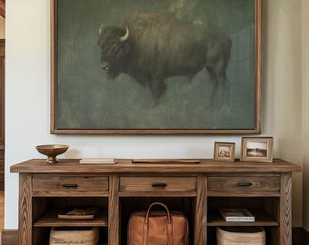 Buffalo Western Room Decor, Gift For Him, Cowboy Wall Art, Montana Decor, Boho Wall Art, Yellowstone Decor, Rustic Wall Art, Farmhouse