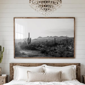 Western Desert Poster Black And White Superstition Mountains Arizona Wall Art