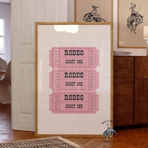 Rodeo Ticket Poster, Pink Western Wall Art, Cowgirl Rodeo Decor, Girly Country Poster, Vintage Rodeo Print, Western Typography Art, Gift