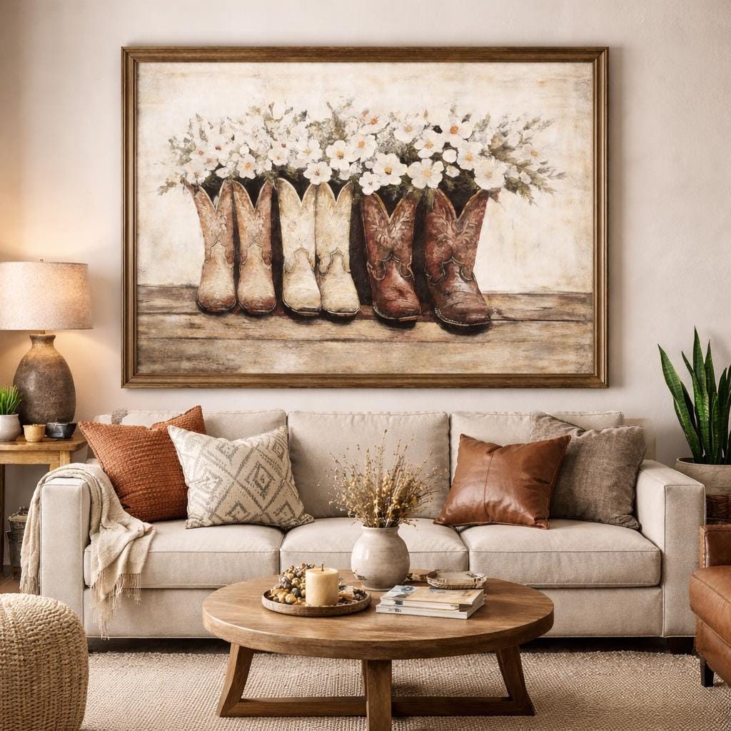 Cowboy Boots Wall Art Western Poster Rustic Floral Western Wall Art - Etsy