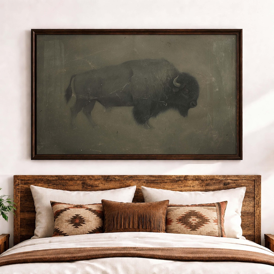 Vintage Buffalo Poster: Rustic Western Bison Art Print - Etsy