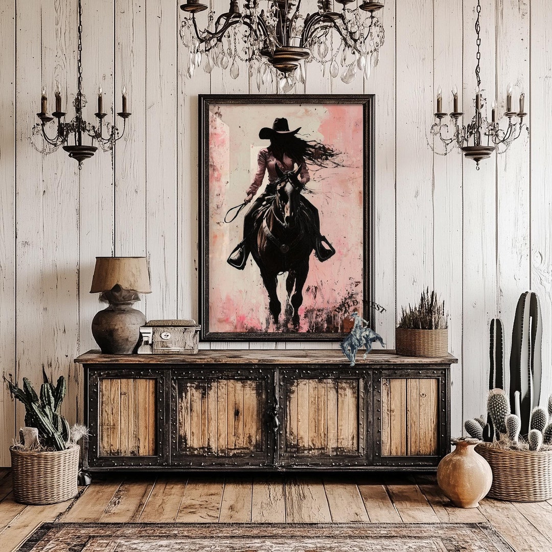 Pink Western Room Decor, Gift for Her, Cowgirl Wall Art, Rodeo Print
