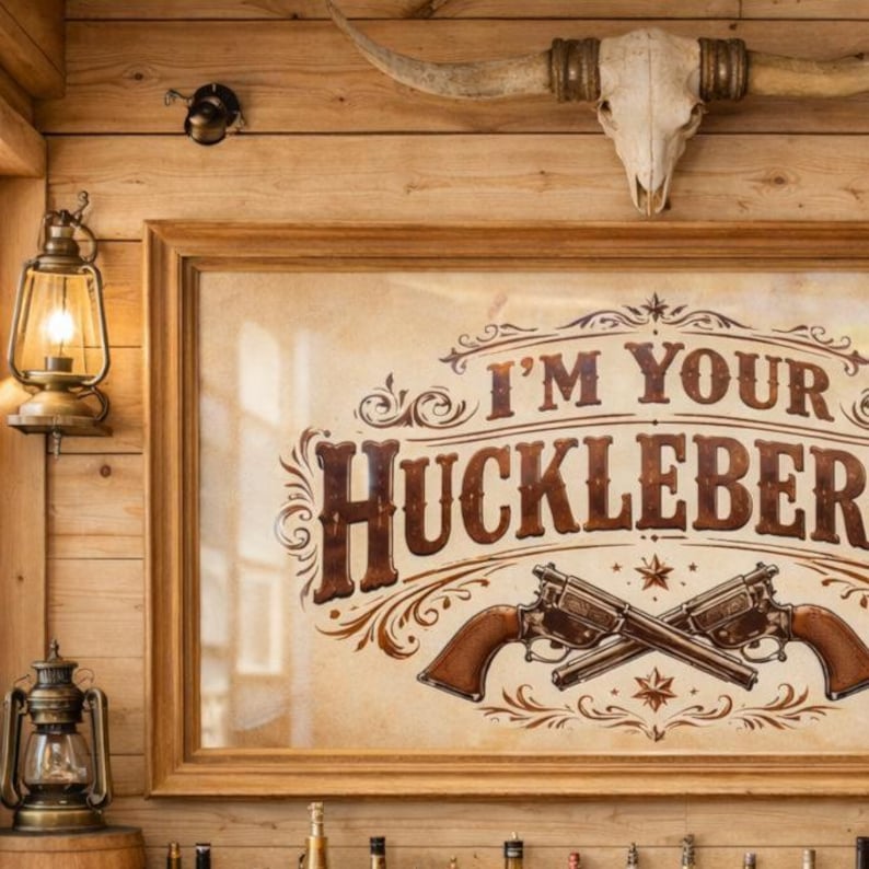 I'm Your Huckleberry Western Poster Vintage Bar Wall Art Cowboy ...