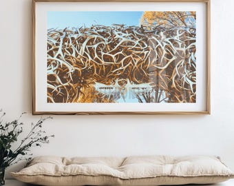 Jackson Hole Antler Arch Print: Rustic Wyoming Wall Art