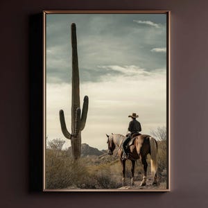 A Cowboy and Cactus, western decor, western art, cowboy art, western prints, western artwork, western posters, western art print, gift