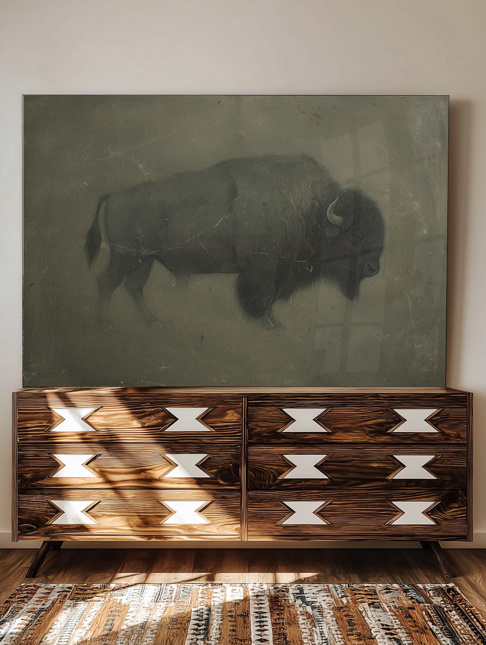 Vintage Buffalo Poster: Rustic Western Bison Art Print - Etsy