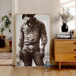 Rodeo Cowboy Poster, Sepia Western Wall Art, Rustic Cowboy Print, Vintage Rodeo Decor, Western Cowboy Photo, Ranch Style Wall Art, Gift