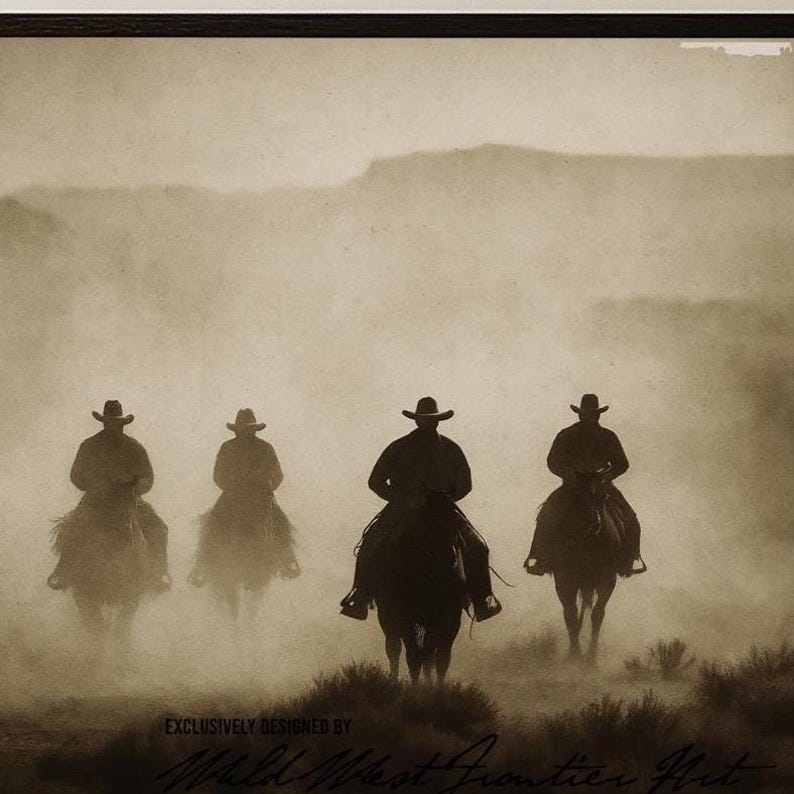Four Cowboy Riders Dusty Cowboy Riders on Cattle Drive Western Poster, 7 Cowboys on ...