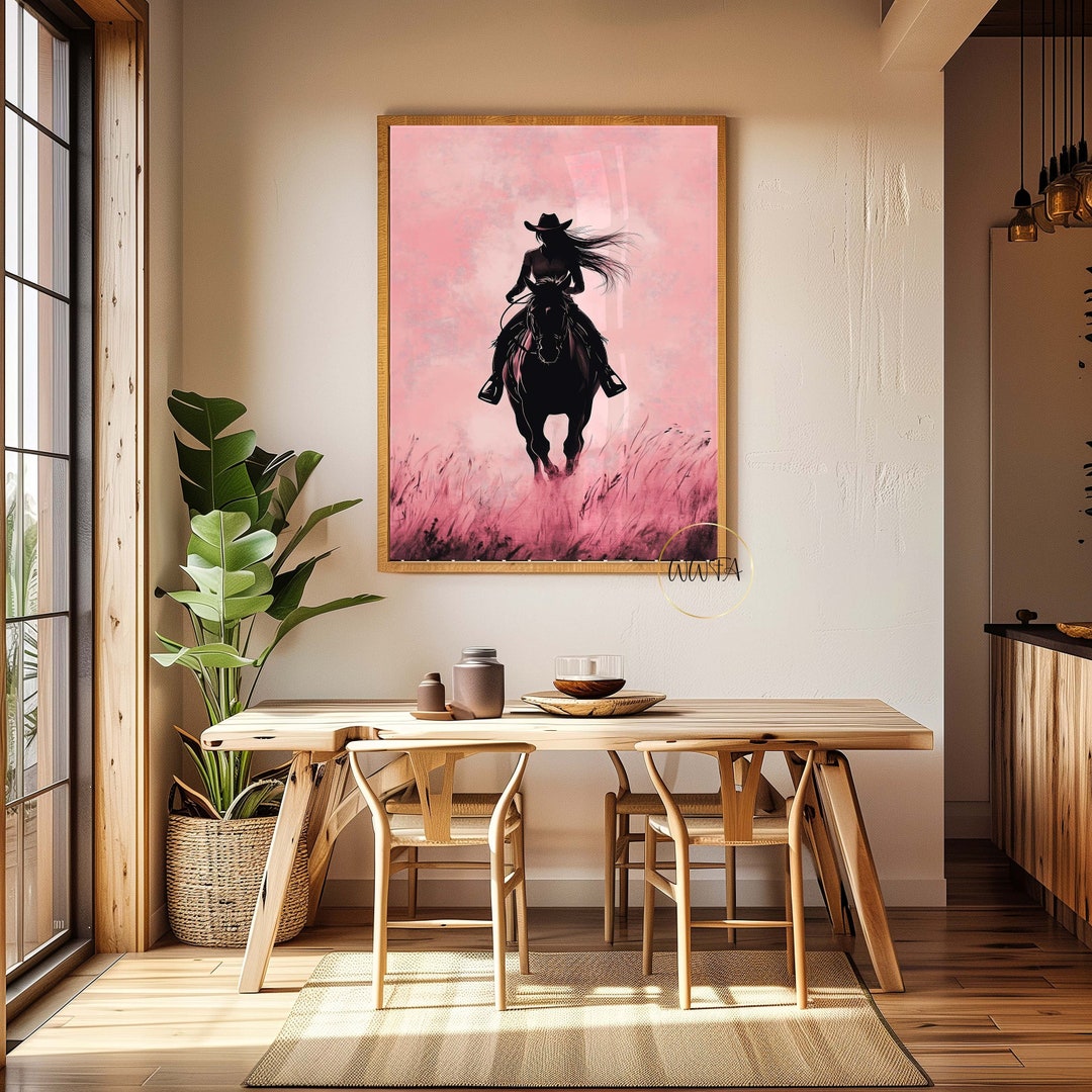 Pink Cowgirl Wall Art Western Room Decor, Gift for Her, Texas Gift
