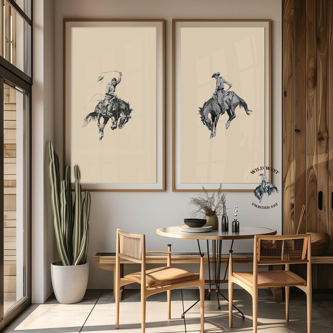 Cowboy Wall Art Modern Western Art Print Wild West Art Set - Etsy