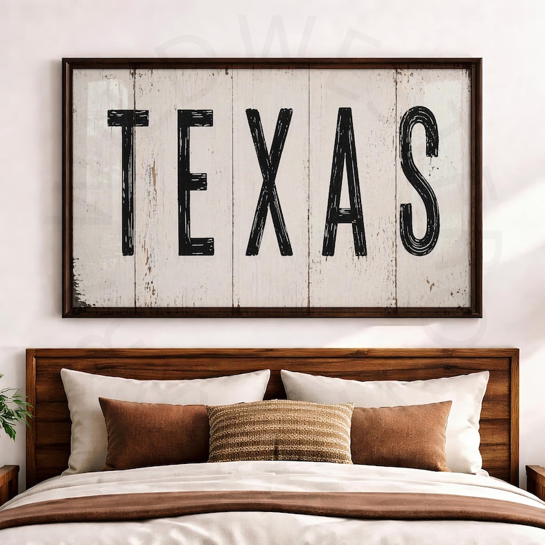 Texas Rustic Sign Texas Western Poster Rustic Wood Sign Wall Art Cowboy Typography Decor ...