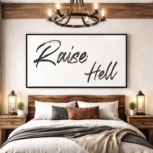 Raise Hell Typography Print: Rustic Western Bar Art