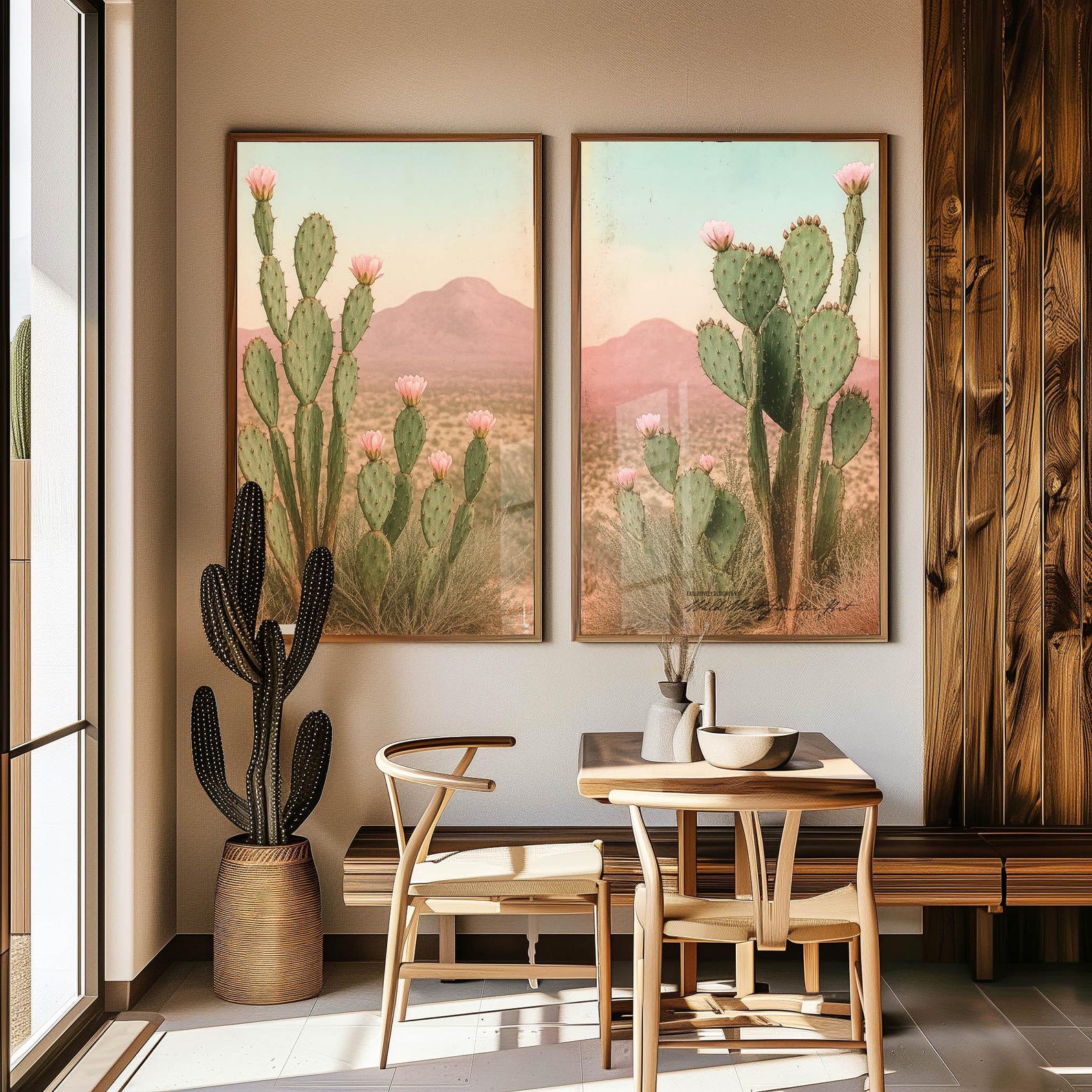 Vintage Pastel Cactus Desert Print Set – Southwestern Wall Art, Prickly ...