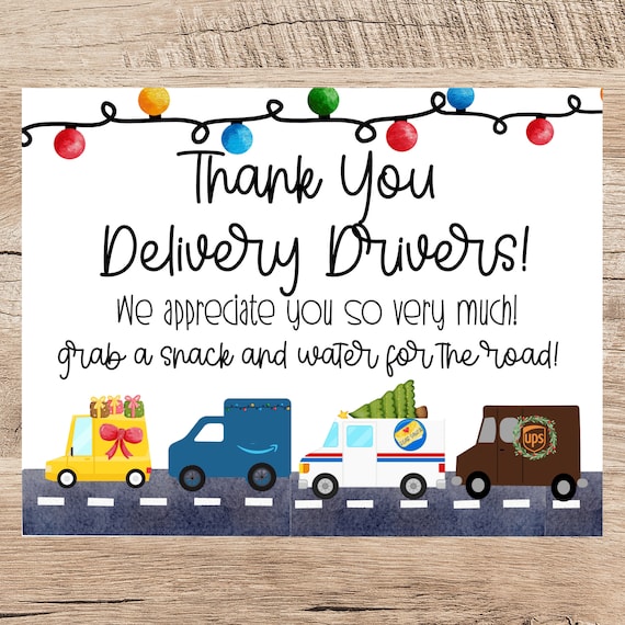 Christmas Delivery Driver Thank You Sign: Snack Basket Printable