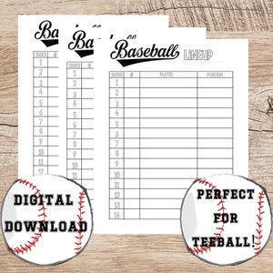 Baseball Roster for Team/ Team Organizer/Tee Ball Roster/Fourteen player list/Batting Lineup/Baseball Dugout List