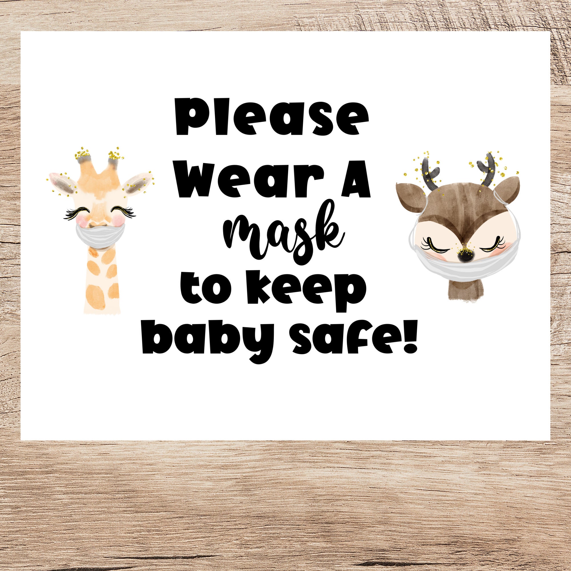 Newborn Baby Wear A Mask Sign, Face Masks Required, Instant Download