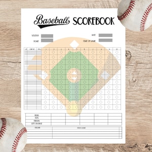 Baseball Scorecard/ Printable Scorebook Page/Instant Download Baseball Scorebook