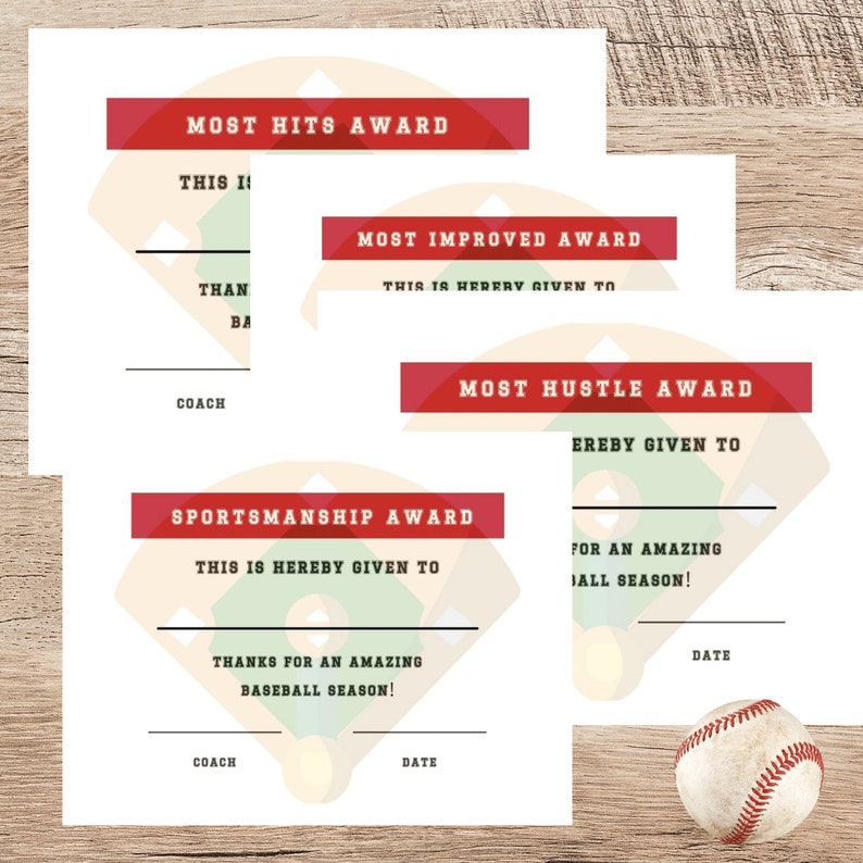 Baseball Awards Certificates/baseball Printable/instant Etsy