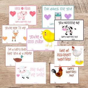 Farm Valentine/ Kids Valentines Day Cards/Farm Animal Valentine Cards/ Farm Animal Valentines/Printable Farm Pun Valentine