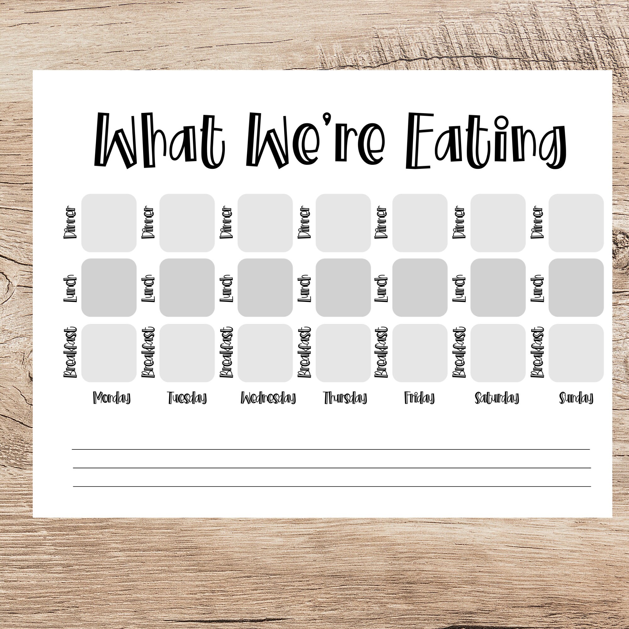 Weekly Meal Plan Chart Printable/ Digital Download Meal Planner/family ...