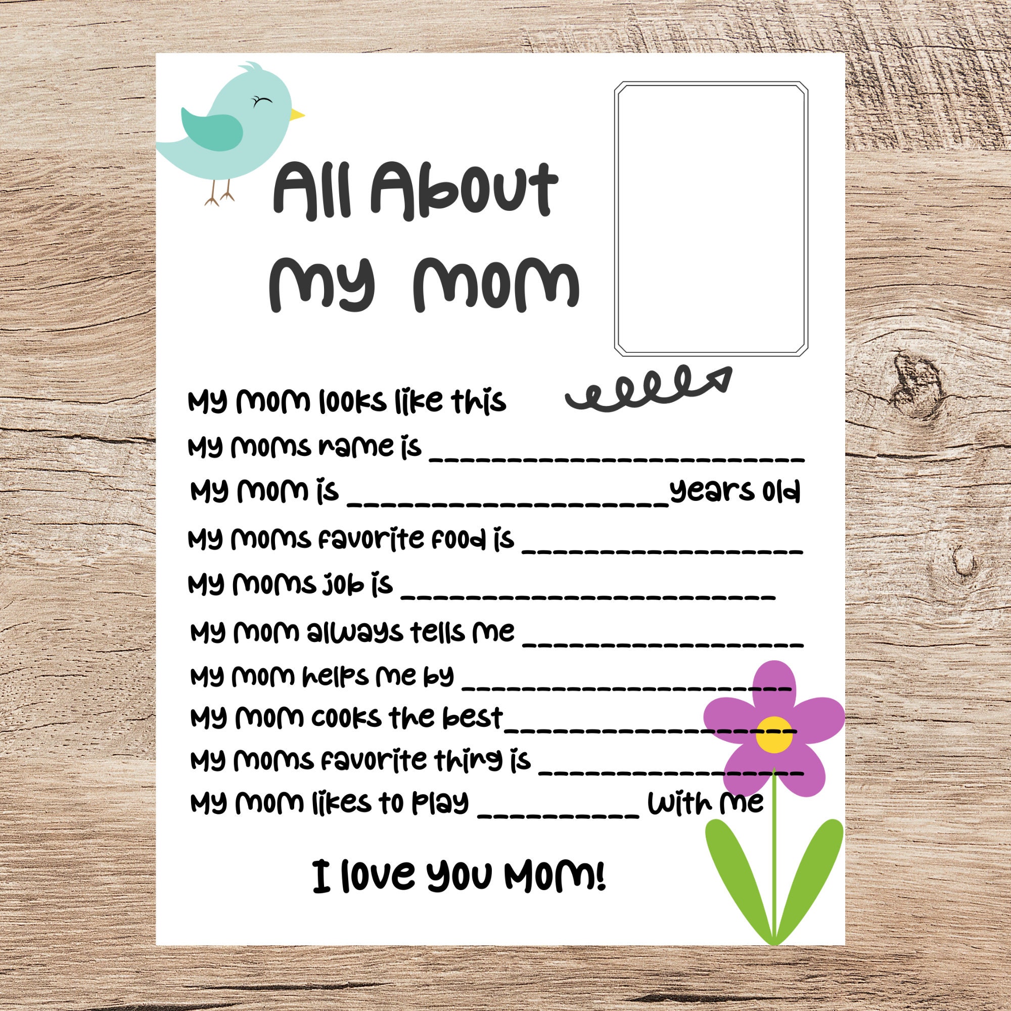 All About Mom Mother's Day Gift/ Printable Mother's Day Printable/ Questionnaire for Mom/i Love Mom Gift - Etsy all-about-my-mom-free-mother-s-day-printable