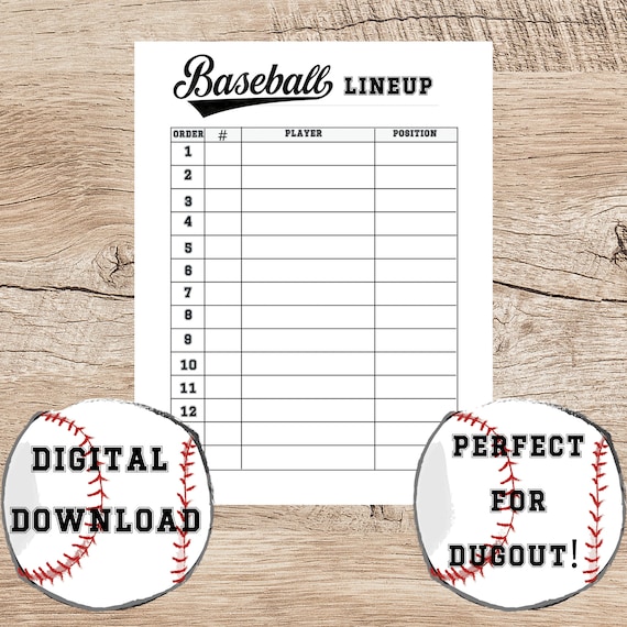 Baseball Lineup Printable/team Ball Roster/12 -