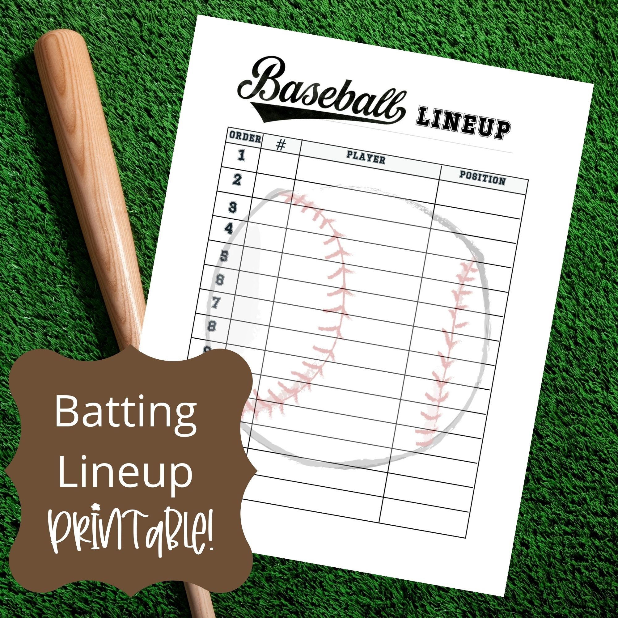 Baseball Lineup Printable Team Organizer Tee Ball Roster Etsy