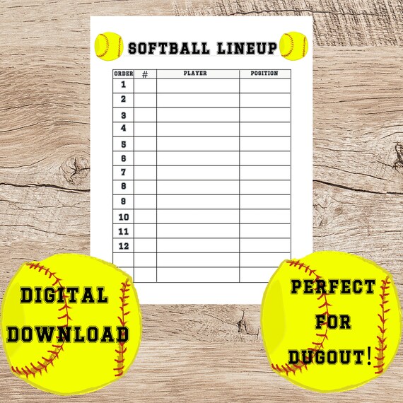 Editable Softball Lineup Card Printable/softball Roster Chart/ Etsy