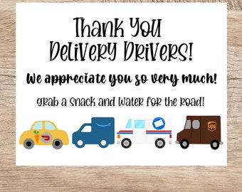 Lieferung Fahrer Danke Zeichen: Snack Korb Printable (Digitaler Download)