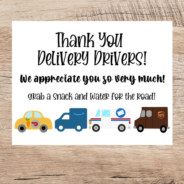 Printable Delivery Driver Sign /Thank You Sign/ delivery driver appreciation printable/ UPS Driver Thank You/ Take a Snack Sign