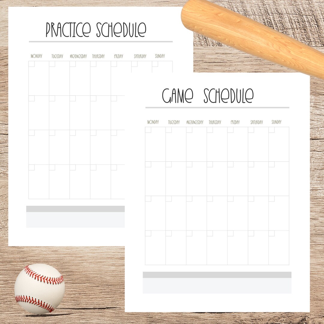 Baseball Printable Schedule/instant Download Baseball Schedule - Etsy