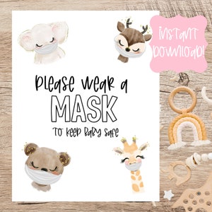Welcome Home Sign Newborn/Printable Mask Required Sign/Please Wear A Mask Sign for Door