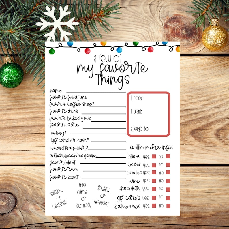 Printable Secret Santa Questionnaire - Il 794xN.4359847223 Fykj