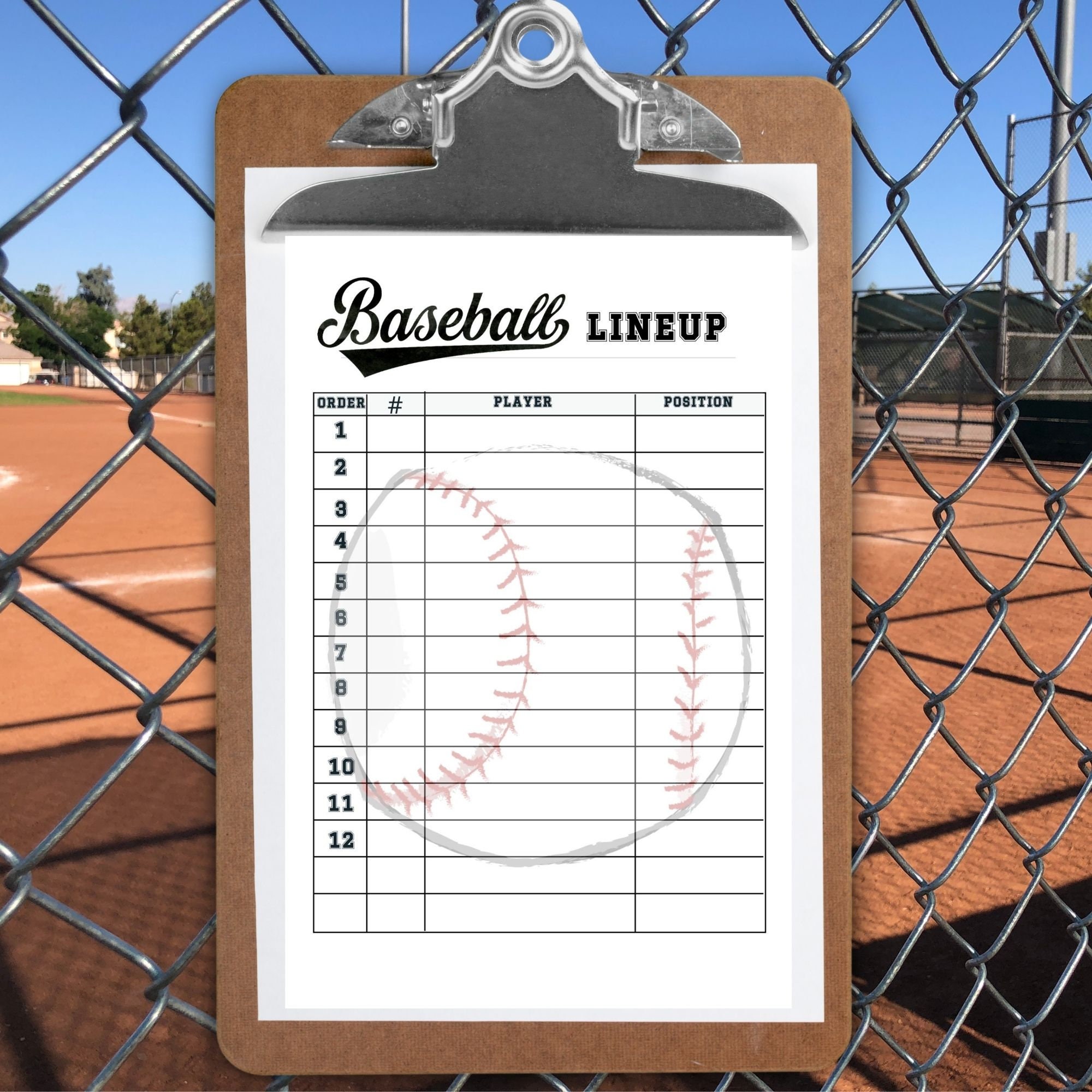 Editable Baseball Lineup Printable, Team Organizer, Tee Ball Roster