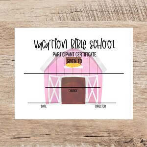 VBS Certificate/Awards Certificate for Bible School/Vacation Bible School Award Set