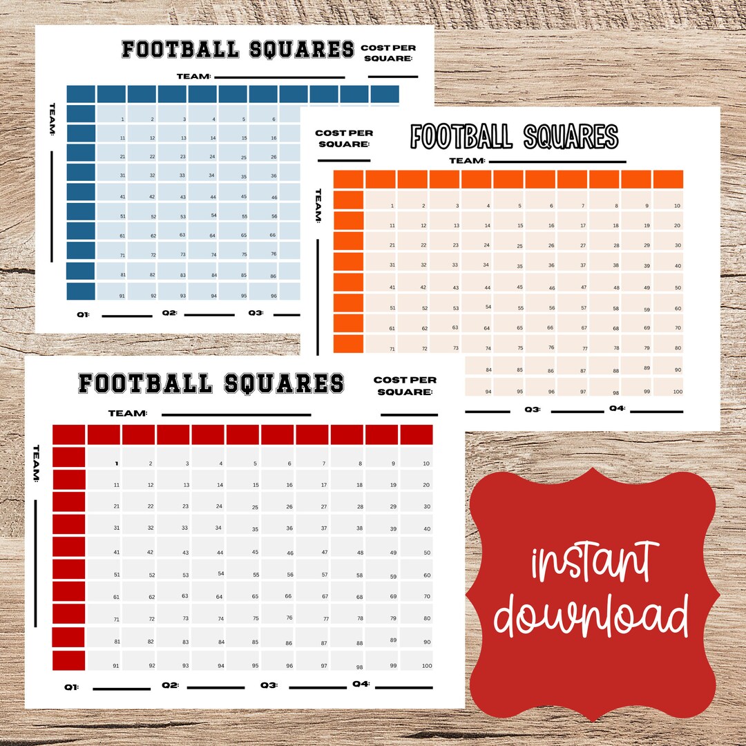 Super Bowl Squares Game/printable Football Game Squares/super Bowl