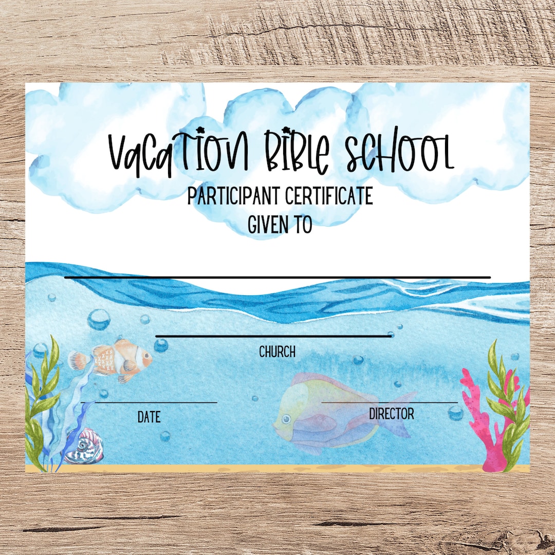 Bible School Certificate/ Vacation Bible School Award Certificate/bible ...