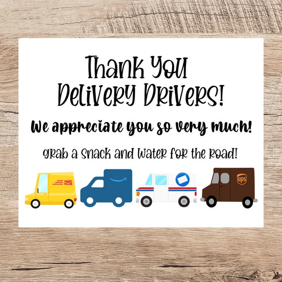 Printable Delivery Driver Sign /thank You Sign/ Delivery Etsy