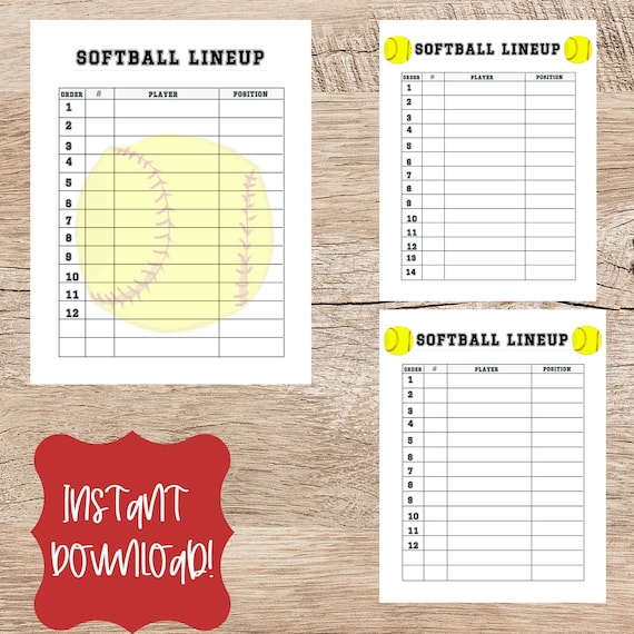 Softball Lineup Printable Bundle/softball Awards Certificate - Etsy