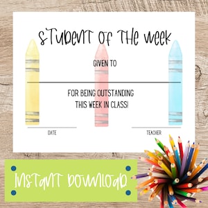 Student of the Week Certificate, Star Student Award Certificate, Super Star Student Award Bundle