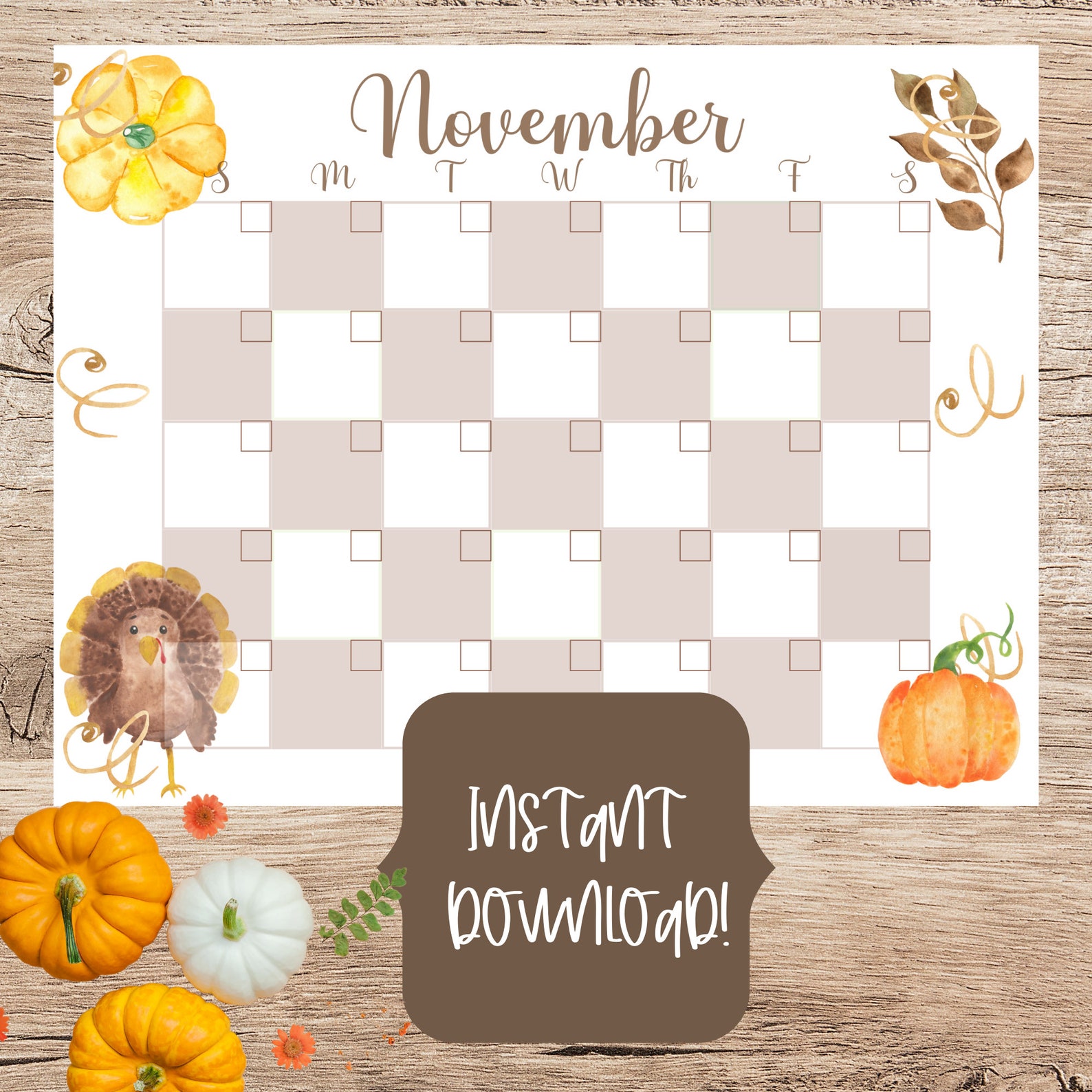 November Calendar/printable November Calendar/ Kids Calendar/countdown ...